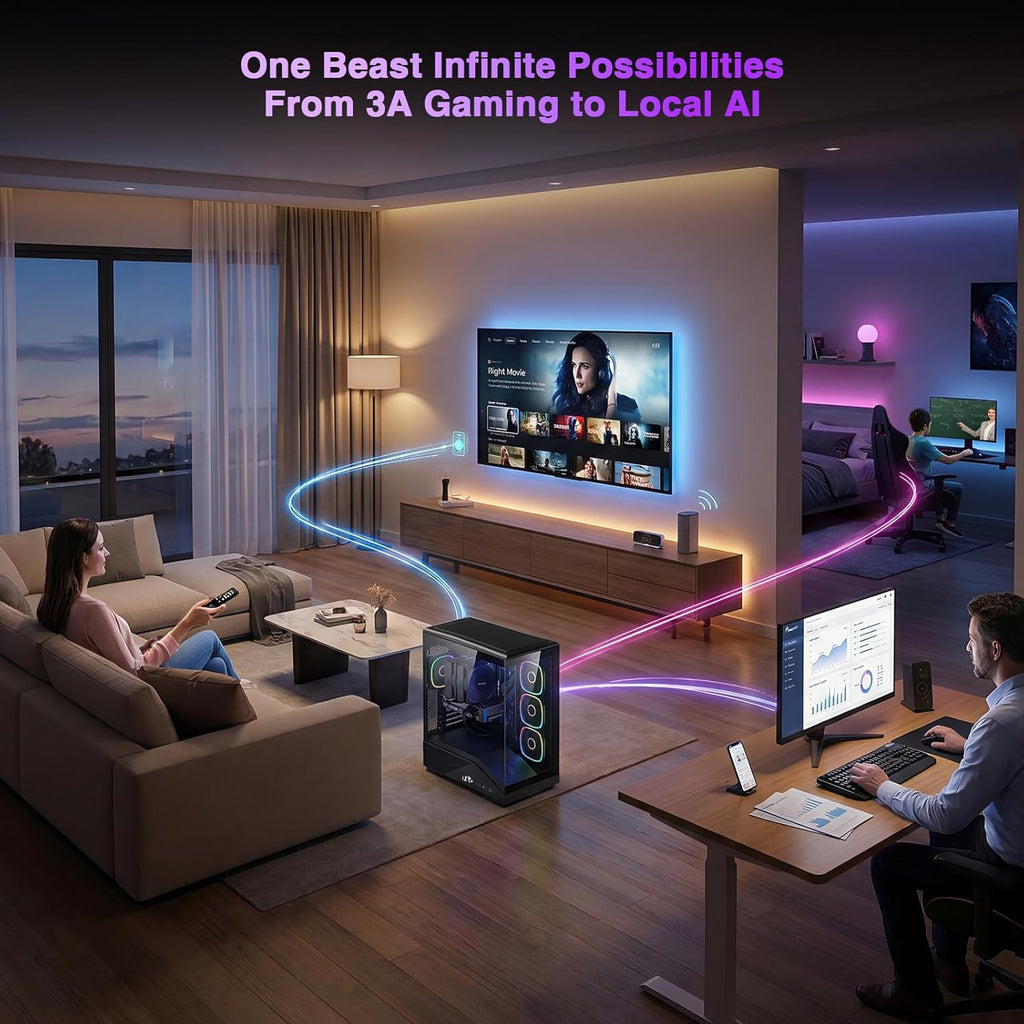 Gaming-Desktop, Geforce RTX-5060 8GB Intel I5-14400F(Up to 3.6Ghz Beat I7-11700) 32GB DDR5, 1TB SSD, 650W Power Supply ARGB Fan X4, Prebuilt PC Business & AI Creation Digital Nomads Streaming