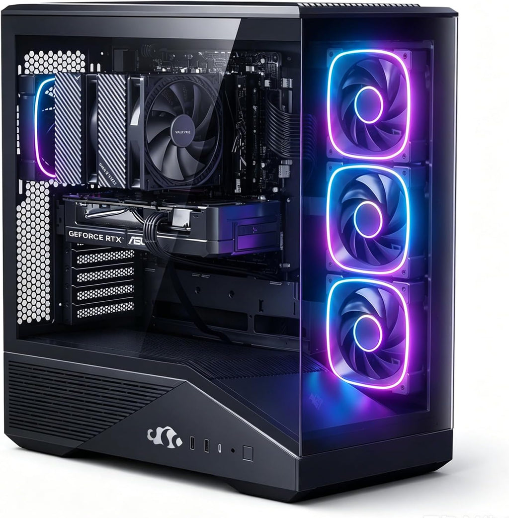Gaming-Desktop, Geforce RTX-5060 8GB Intel I5-14400F(Up to 3.6Ghz Beat I7-11700) 32GB DDR5, 1TB SSD, 650W Power Supply ARGB Fan X4, Prebuilt PC Business & AI Creation Digital Nomads Streaming