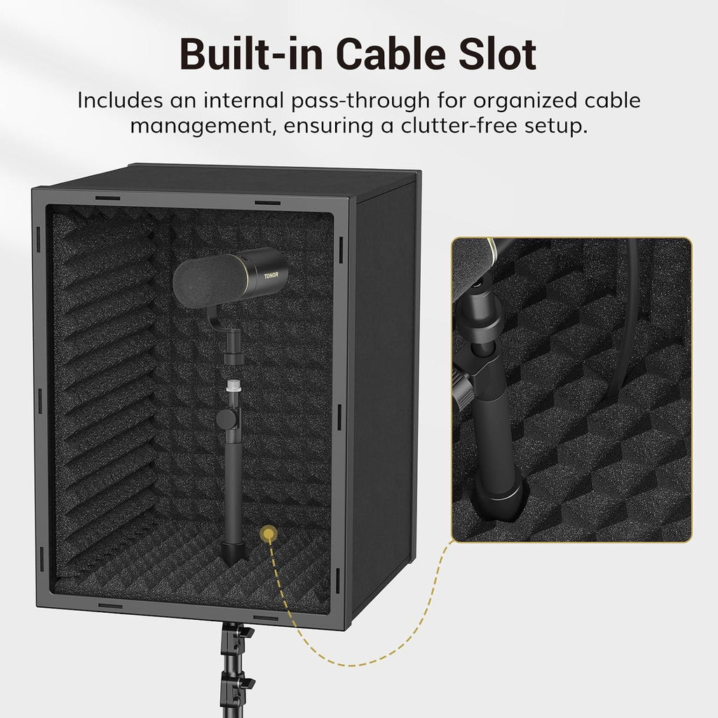 Microphone Isolation Shield, Professional Mic Shield for Studio with Tripod Stand, Adjustable Height Max 53.1 Inch, Sound Proof Box for Singing, Recording Studio Equipment