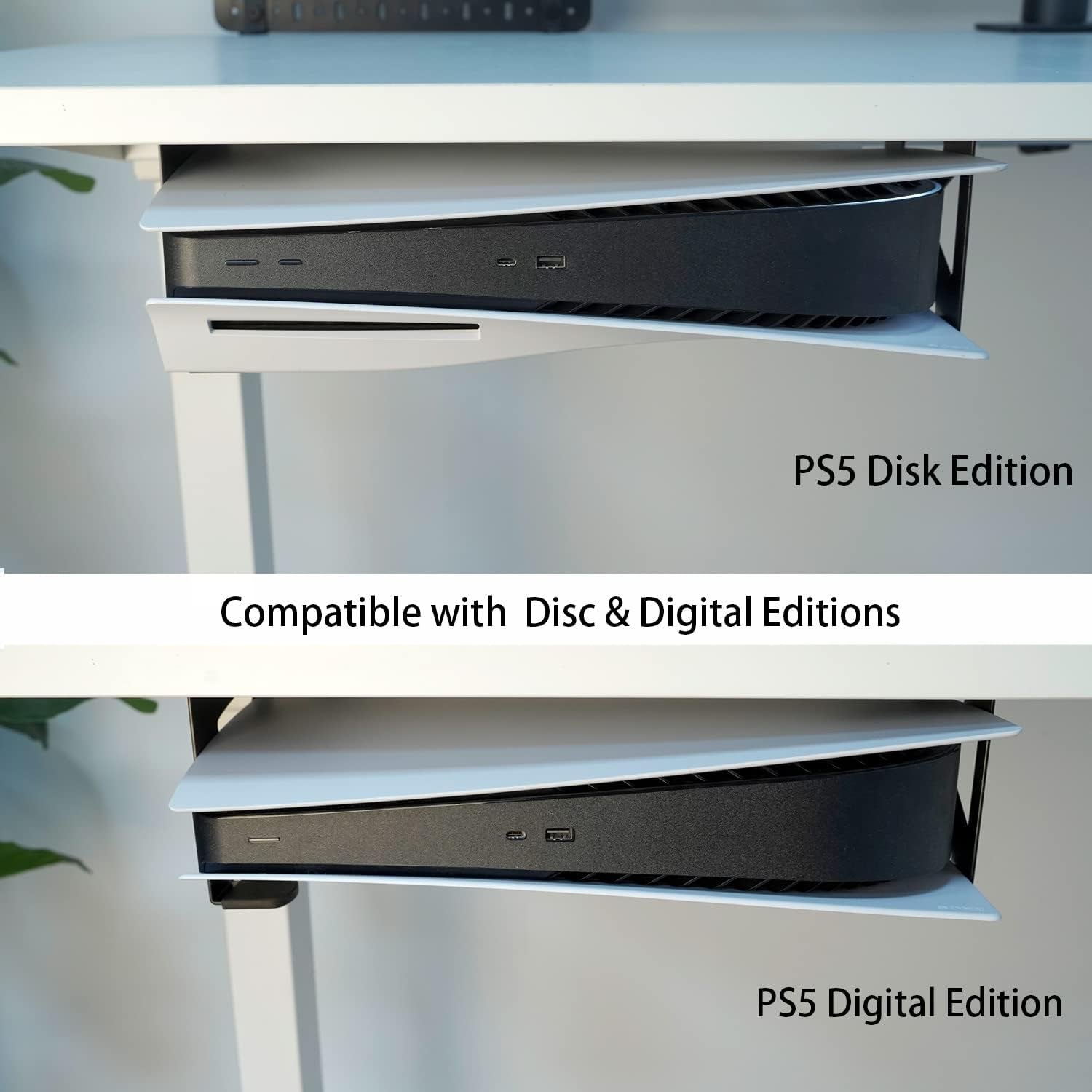 Under Desk Holder for PS5/PS5 Slim/Pro,Stealth Mount Compaitble with Playstation 5 Disc & Digital Edition Console,Space Saving,Dp-05
