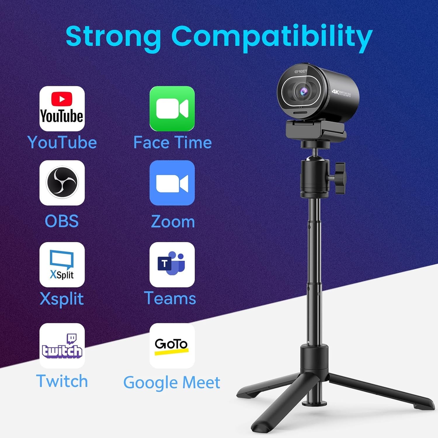 S600 4K Webcam for Streaming, Sony 1/2.55'' Sensor, PDAF Autofocus | 1080P@60FPS, 2 Noise Reduction Mics, Built-In Privacy Cover, 73° FOV, Streaming Camera for Live Commerce/Gaming/Beauty