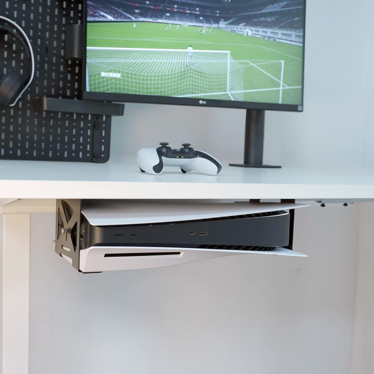 Under Desk Holder for PS5/PS5 Slim/Pro,Stealth Mount Compaitble with Playstation 5 Disc & Digital Edition Console,Space Saving,Dp-05