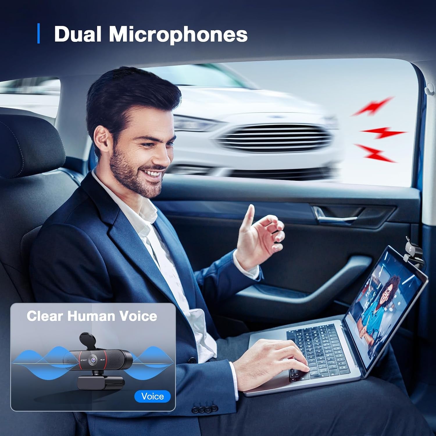 C960 4K Webcam for PC, PDAF Auto Focus, Dual Omni Mics, 73° FOV | Auto Light Correction, USB-A, Plug&Play, Web Cam 4K with Privacy Cover, Webcam 4K Works for Zoom/Teams/Google Meet, Laptop/Pc