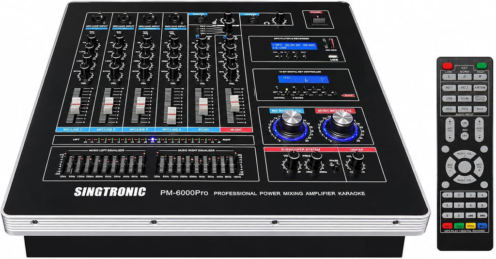 Pm-6000Pro Professional KJ/DJ 6000W Digital Console Mixing Board Karaoke Ampliffier Built in Hdmi-Arc, Optical, Bluetooth, Aux, Recording with Anti-Feedbacks