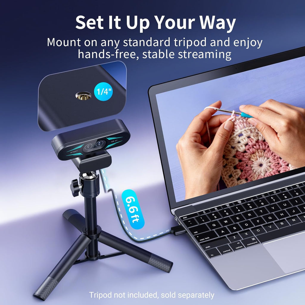 C60E Dual-Camera 4K Webcam for Streaming, Wide-Angle & Telephoto | Max 11X Hybrid Zoom & PDAF Autofocus, Remote Control, RGB Lighting, 2 Mics, Ideal for Livestreaming and Online Meeting