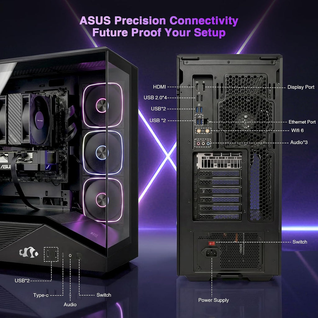 Gaming-Desktop, Geforce RTX-5060 8GB Intel I5-14400F(Up to 3.6Ghz Beat I7-11700) 32GB DDR5, 1TB SSD, 650W Power Supply ARGB Fan X4, Prebuilt PC Business & AI Creation Digital Nomads Streaming