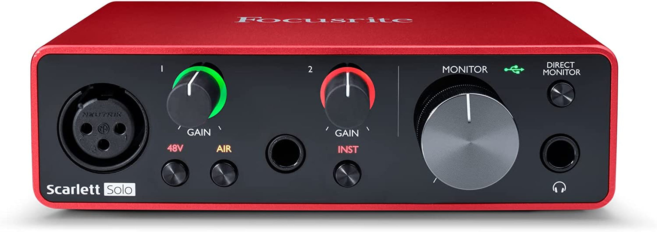 Scarlett Solo 3Rd Gen USB Audio Interface for Guitarists, Vocalists, Podcasters or Producers to Record and Playback Studio Quality Sound | 1 XLR Mic Preamp, 1 Hi-Z Instrument Input, 24-Bit/192Khz, 56Db Gain Range, Air Mode, Macos/Windows/Ipados Compatible