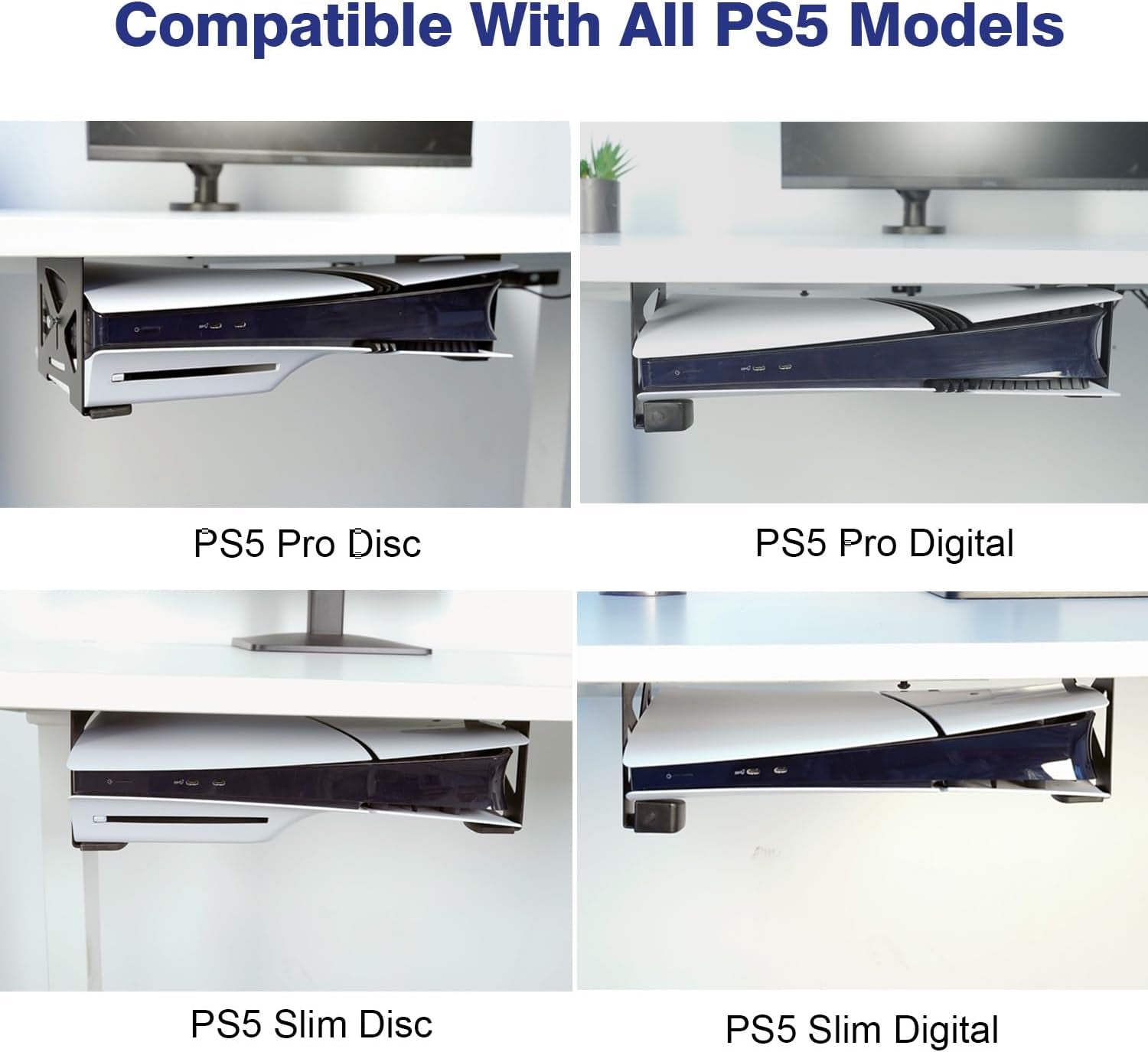 Under Desk Holder for PS5/PS5 Slim/Pro,Stealth Mount Compaitble with Playstation 5 Disc & Digital Edition Console,Space Saving,Dp-05